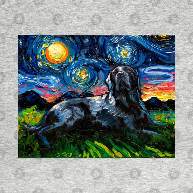 Laying Black Labrador Starry Night by sagittariusgallery